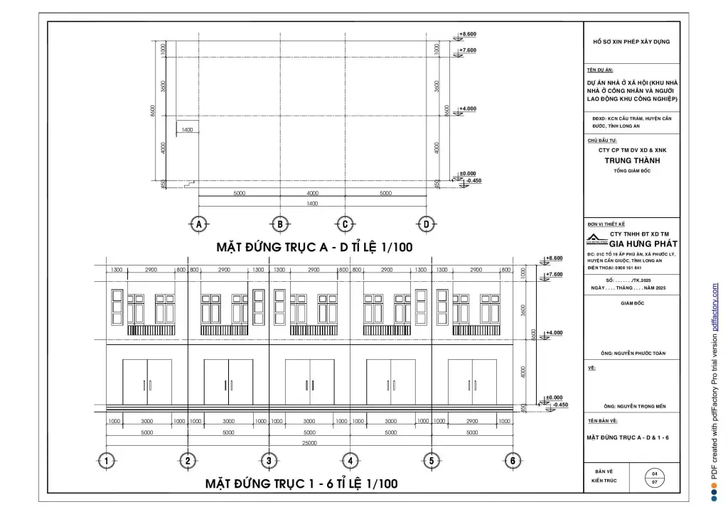 Mặt đứng dãy nhà liền kề